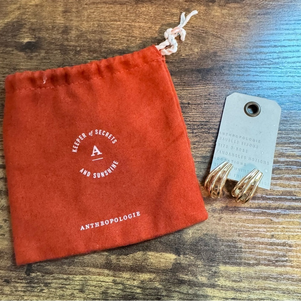NWT Anthropologie 14K Gold Plated‎ Stud Drop Earrings